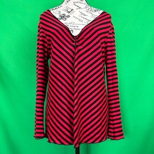 Maternity Planet Red and Black Stripes Tunic Top. Made in USA. Size M.